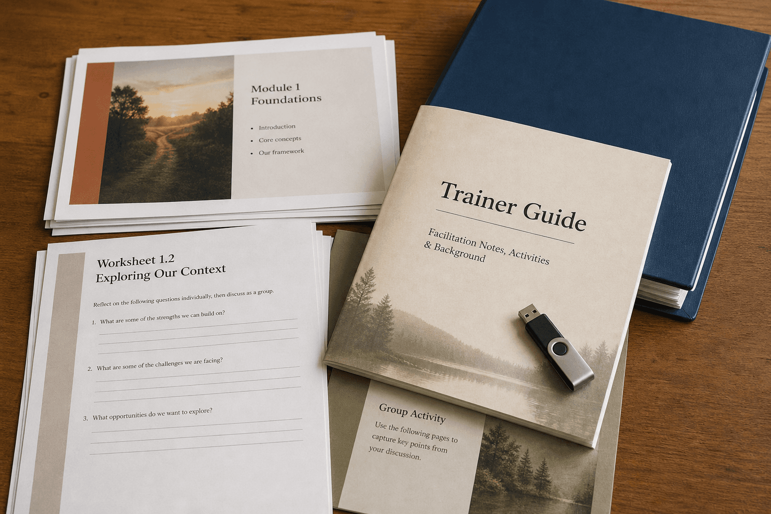 Lehrmittel, Trainerleitfaden und Unterrichtsunterlagen